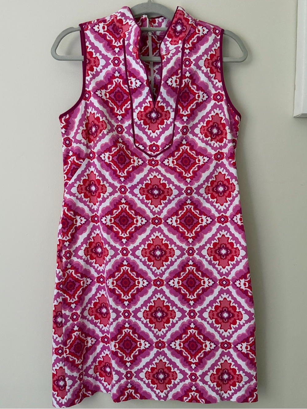 Kensie Sleeveless Mandarin Cotton Pink Dress
